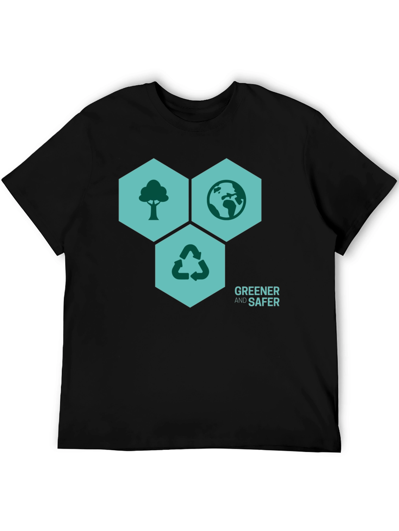 Black Eco-Friendly 'Greener & Safer' Graphic T-Shirt view 5