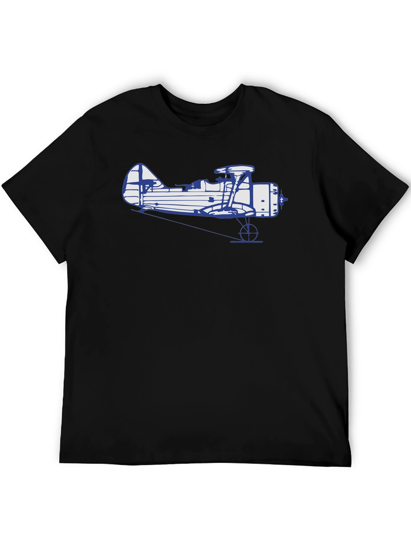 Black Vintage Biplane Graphic T-Shirt - Classic Style view 5