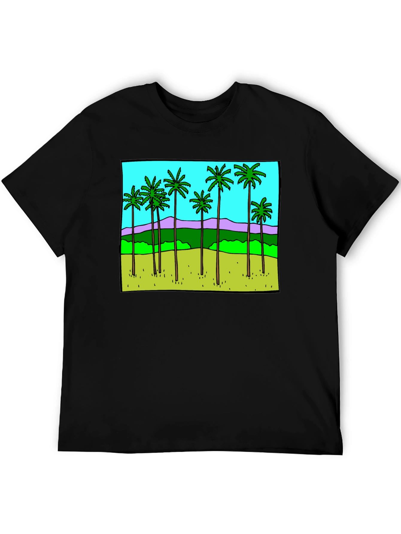 Black Palm Tree Graphic Tee - Black Casual T-Shirt view 5