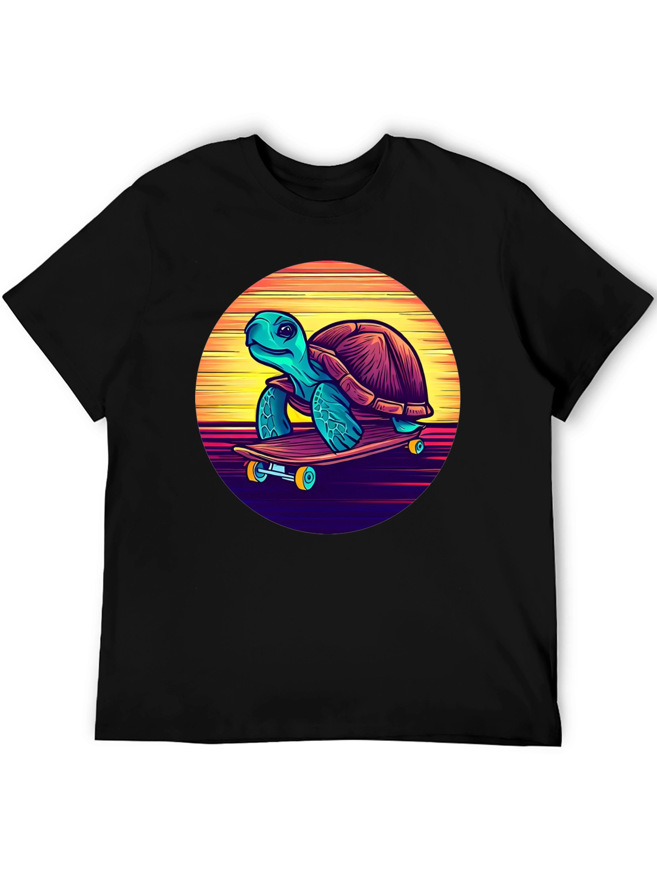 Black Skateboarding Turtle Graphic Tee - Cool Retro Design view 5