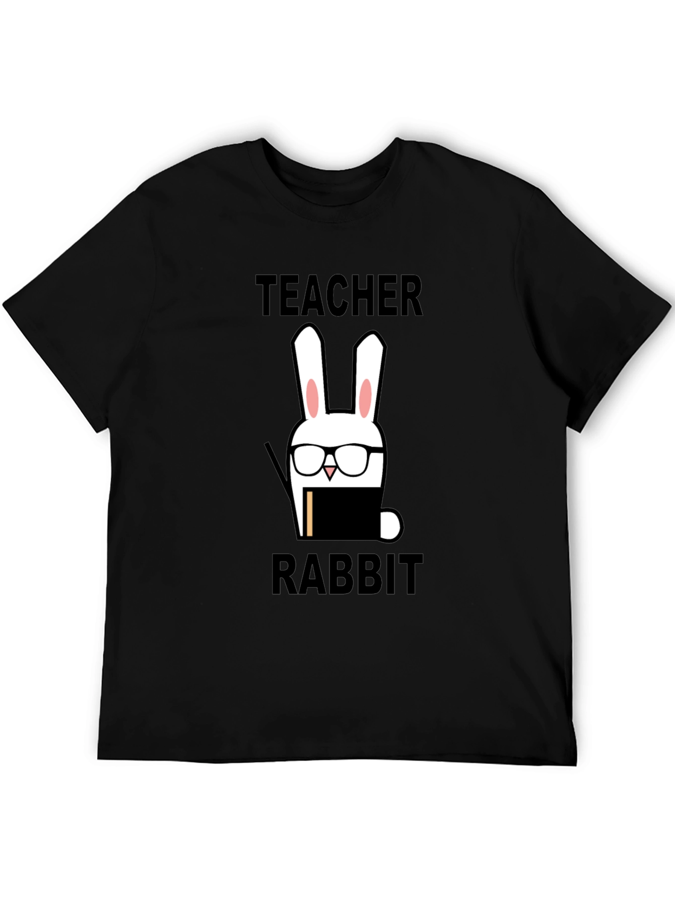 Black Teacher Rabbit Graphic Tee - Back to School Style view 5