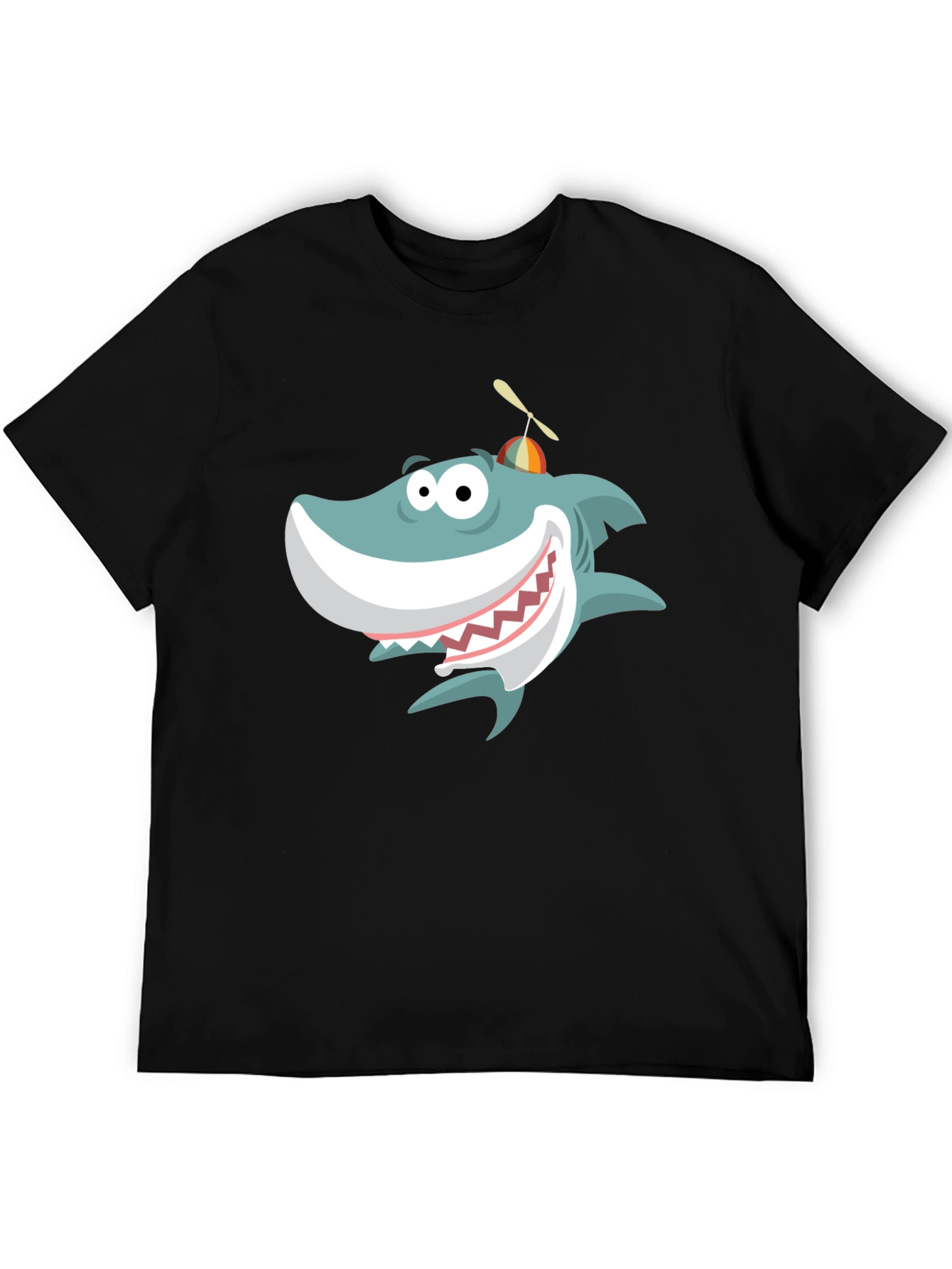 Black Cartoon Shark Graphic Tee - Fun & Unique Design view 5