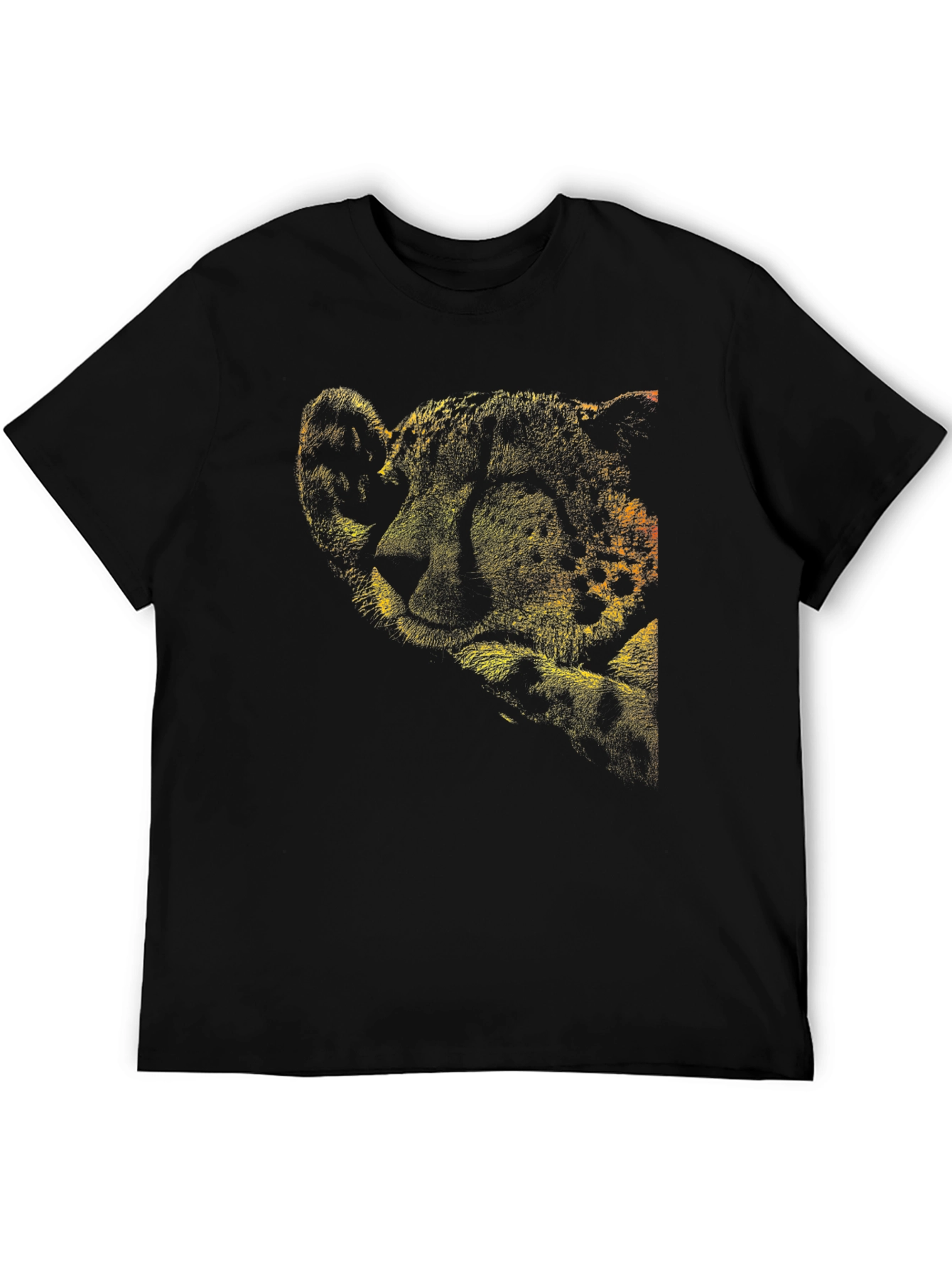 Black Cheetah Print Crew Neck T-Shirt view 5