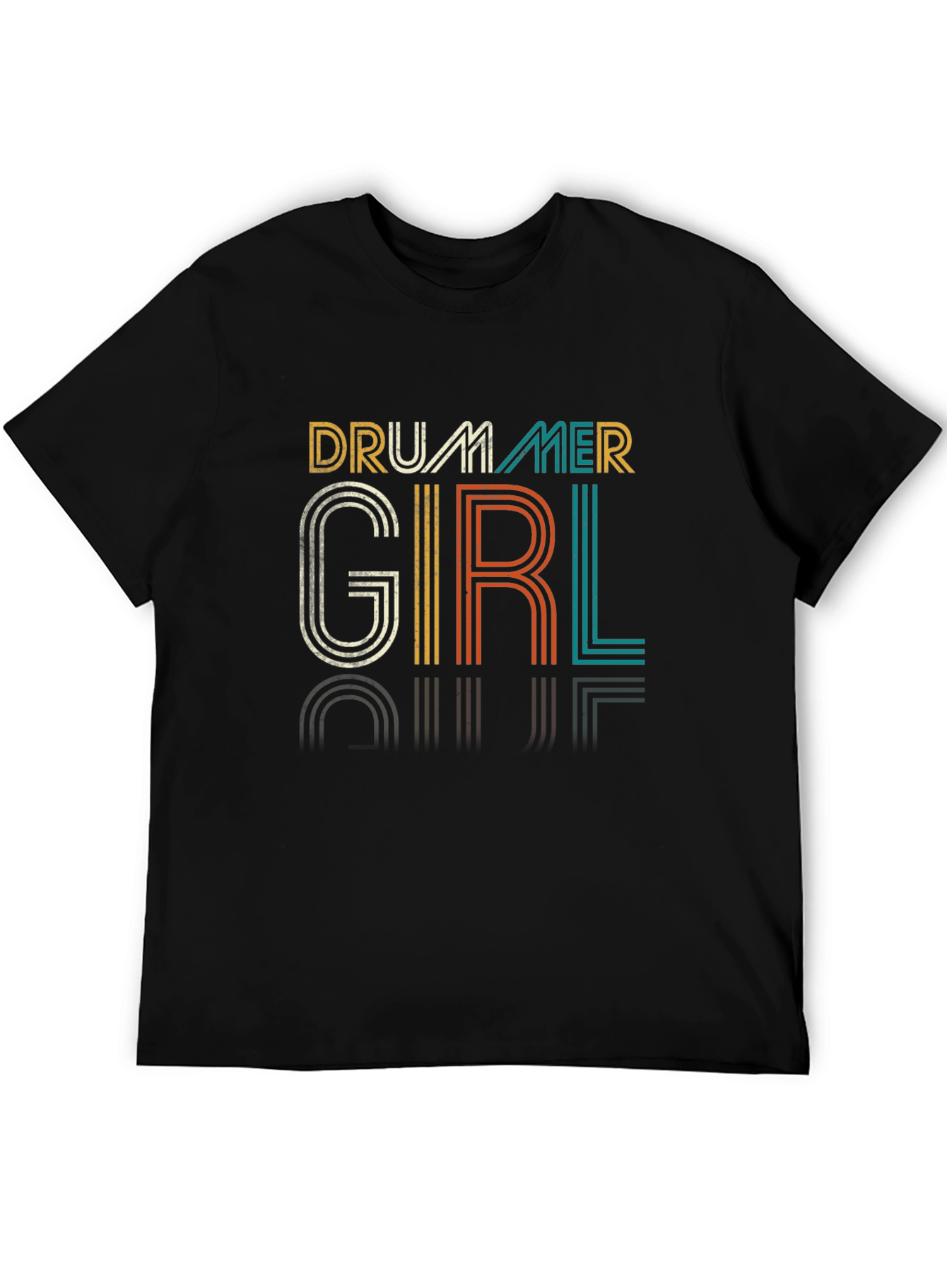 Black Drummer Girl Retro T-Shirt view 5
