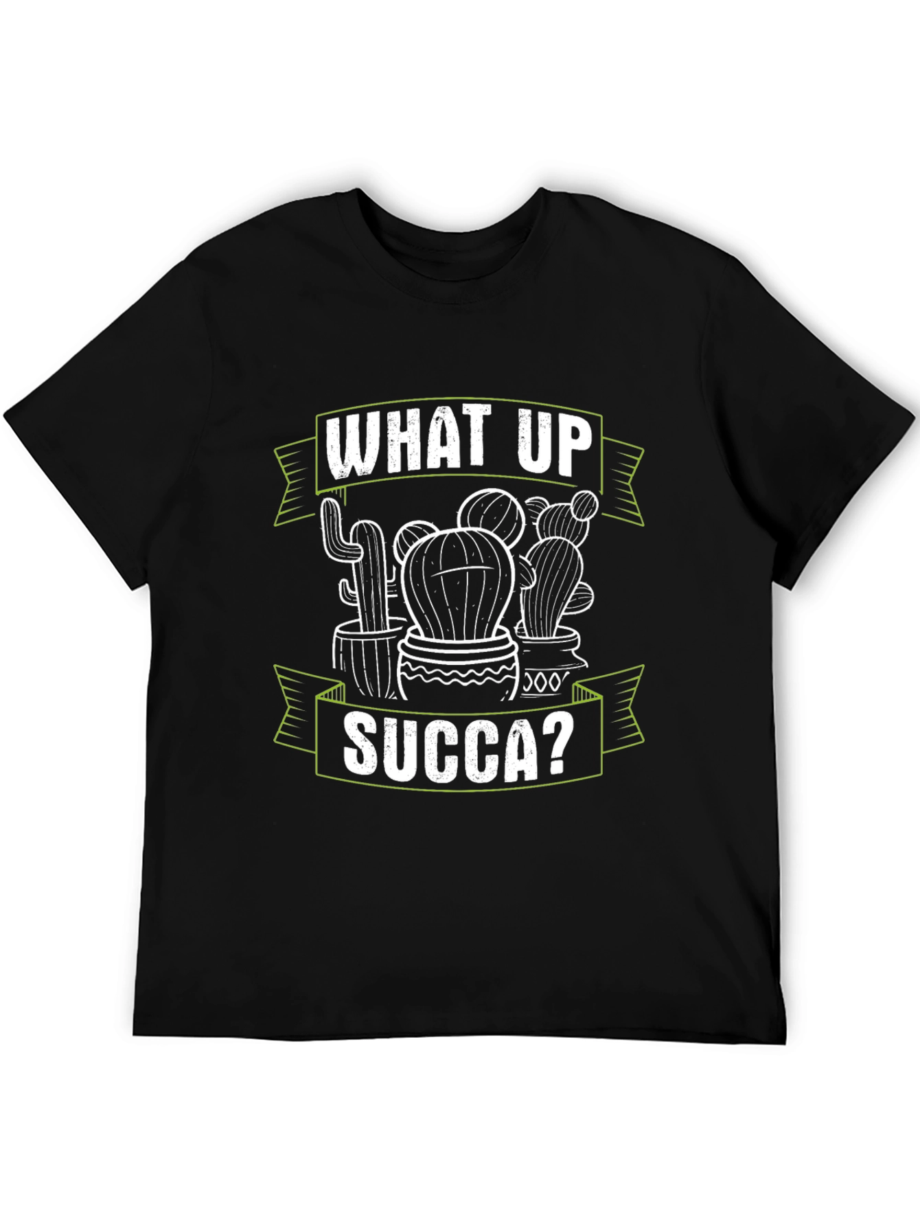 Black What Up Succa? Graphic T-Shirt - Funny Cactus Tee view 5