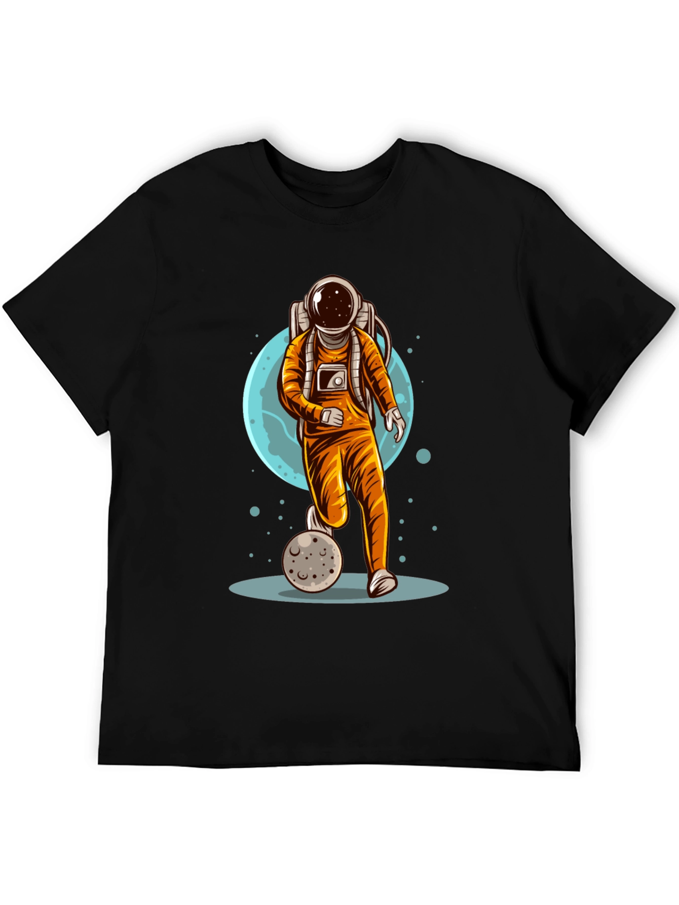 Black Astronaut Soccer T-Shirt - Space Graphic Tee view 5