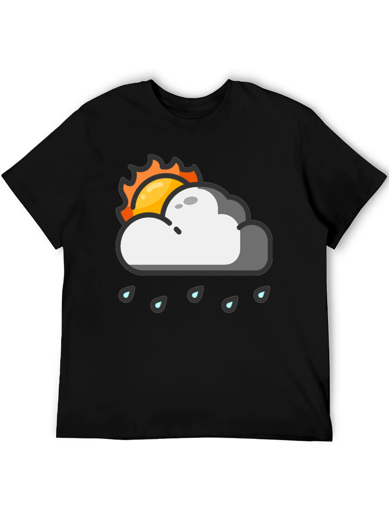 Black Rainy Day Sun Graphic Tee - Black Cotton T-Shirt view 5