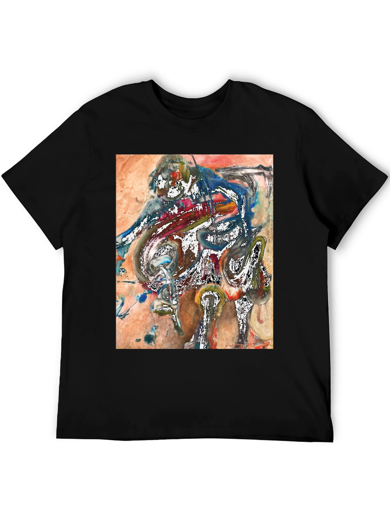 Black Abstract Art Graphic Tee - Unique Men's T-Shirt view 5
