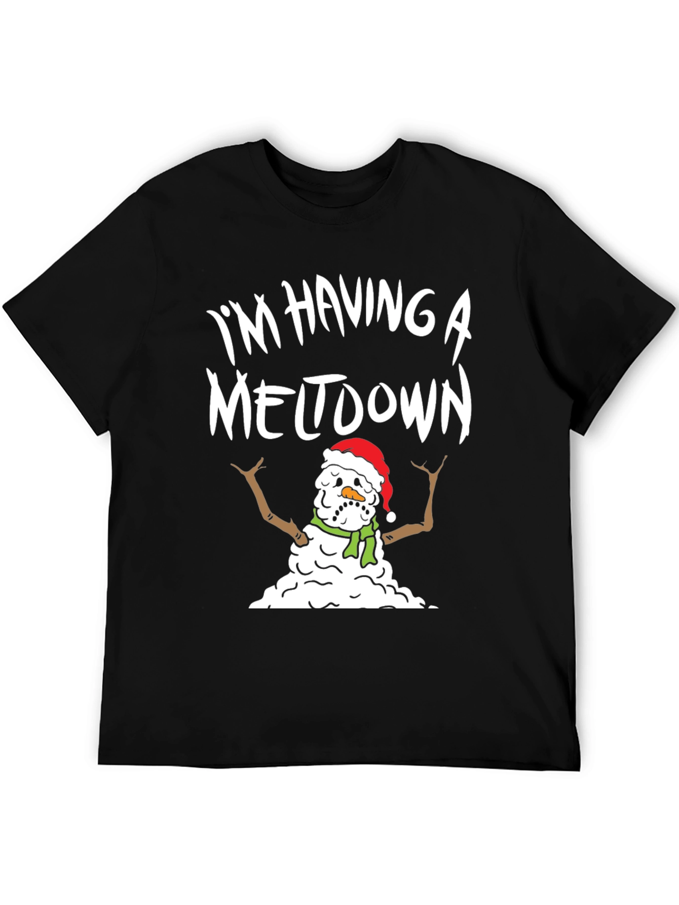 Black Funny "I'm Having a Meltdown" Snowman Graphic Tee view 5