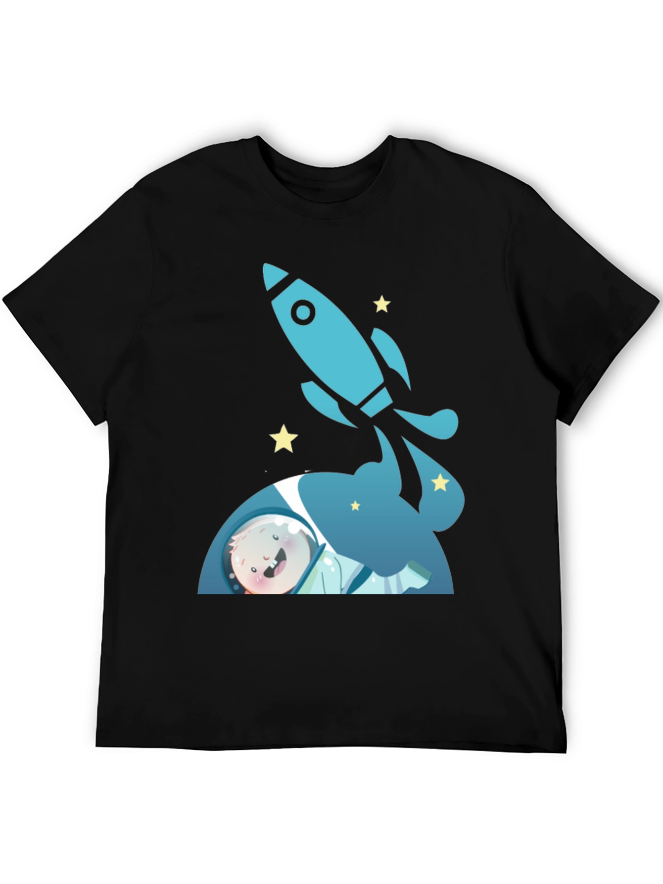 Black Astronaut & Rocket Black T-Shirt - Space Adventure! view 5