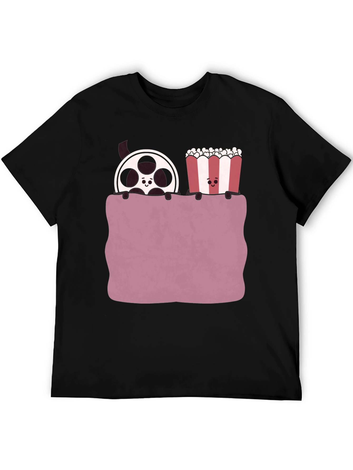 Black Movie Night T-Shirt - Reel & Popcorn Design view 5