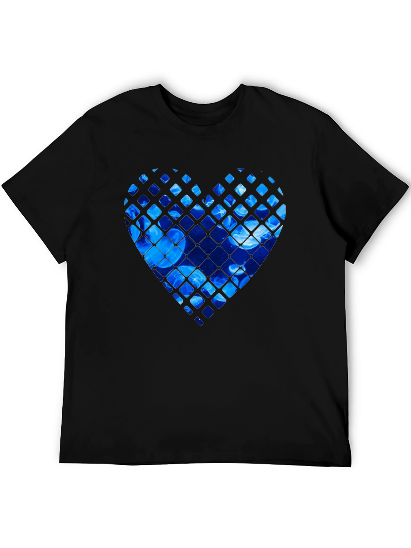 Black Blue Jellyfish Heart Graphic Black T-Shirt view 5