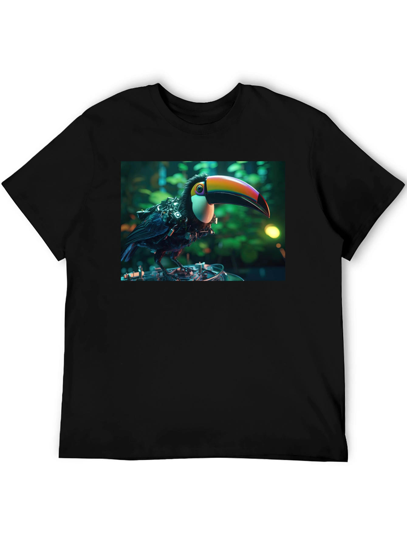 Black Cyber Toucan T-Shirt - Unique Graphic Print view 5
