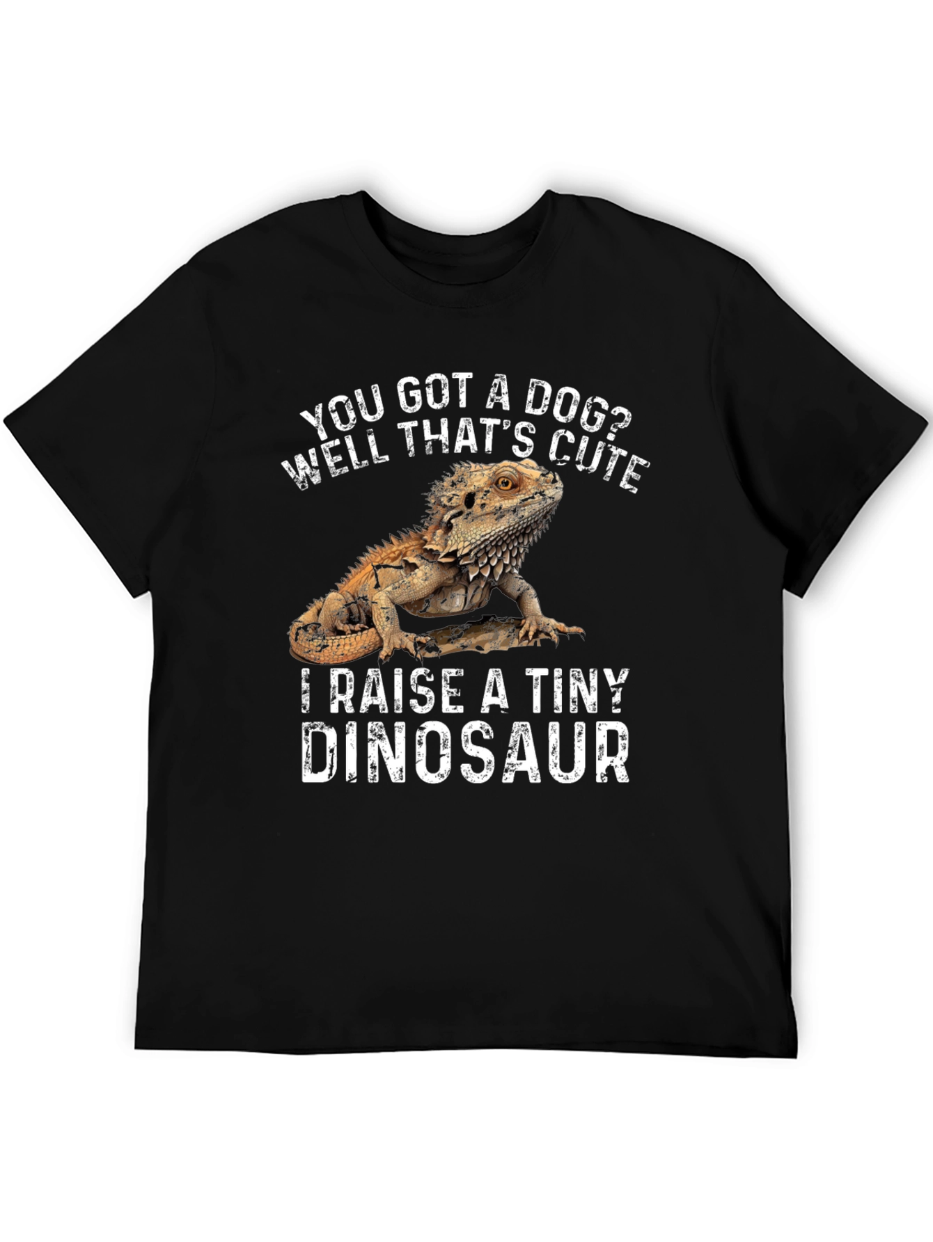 Black Bearded Dragon T-Shirt - I Raise a Tiny Dinosaur view 5