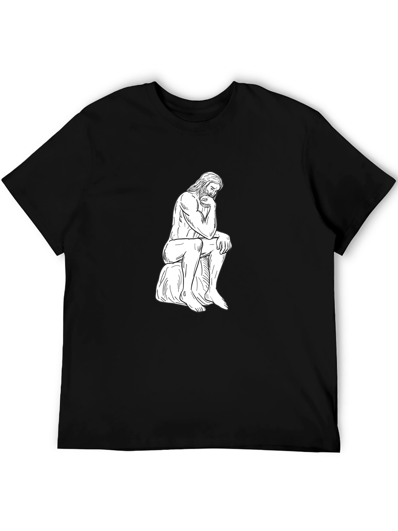 Black The Thinker Graphic Tee - Black Cotton Casual Shirt view 5