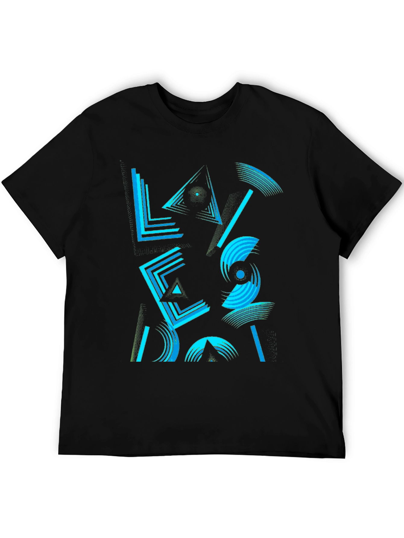 Black Geometric Graphic Print Men's Black T-Shirt view 5