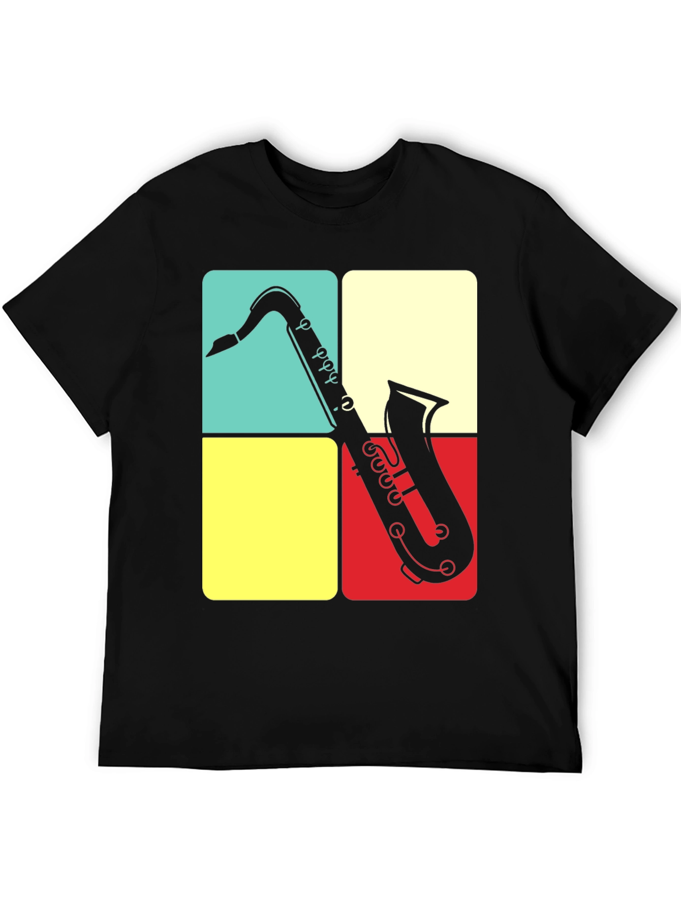 Black Saxophone Graphic Tee | Retro Musical Shirt view 5