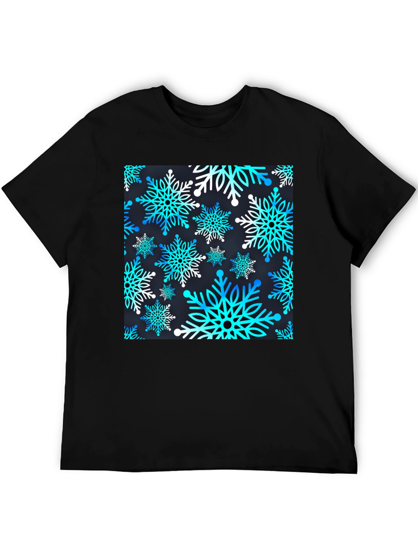 Black Snowflake Pattern T-Shirt view 5