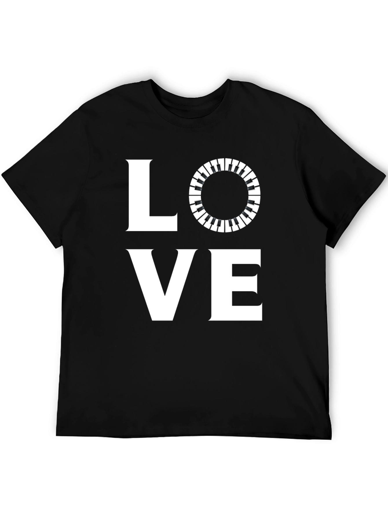 Black Love Music T-Shirt - Piano Keys Design view 5