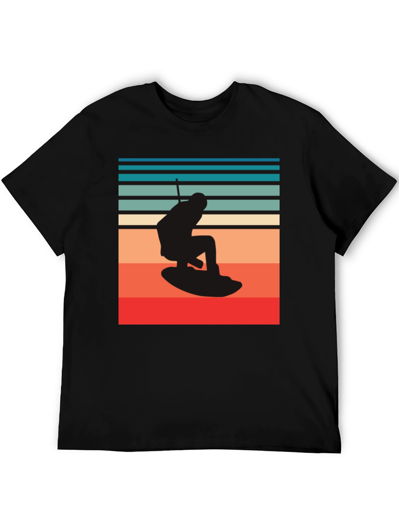 Black Retro Wakeboarding Graphic Tee - Black view 5