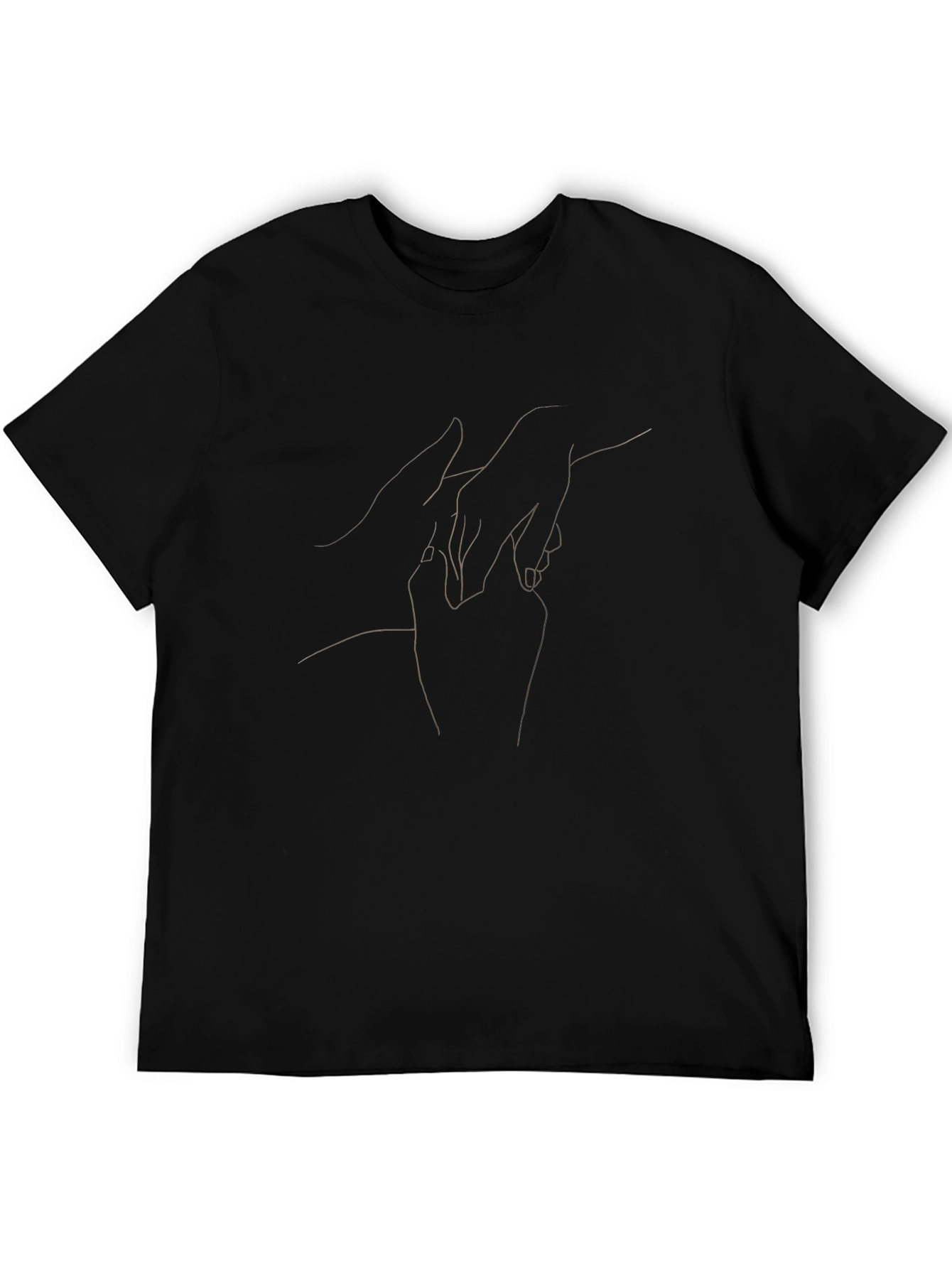 Black Minimalist Hand Line Art Black T-Shirt view 5
