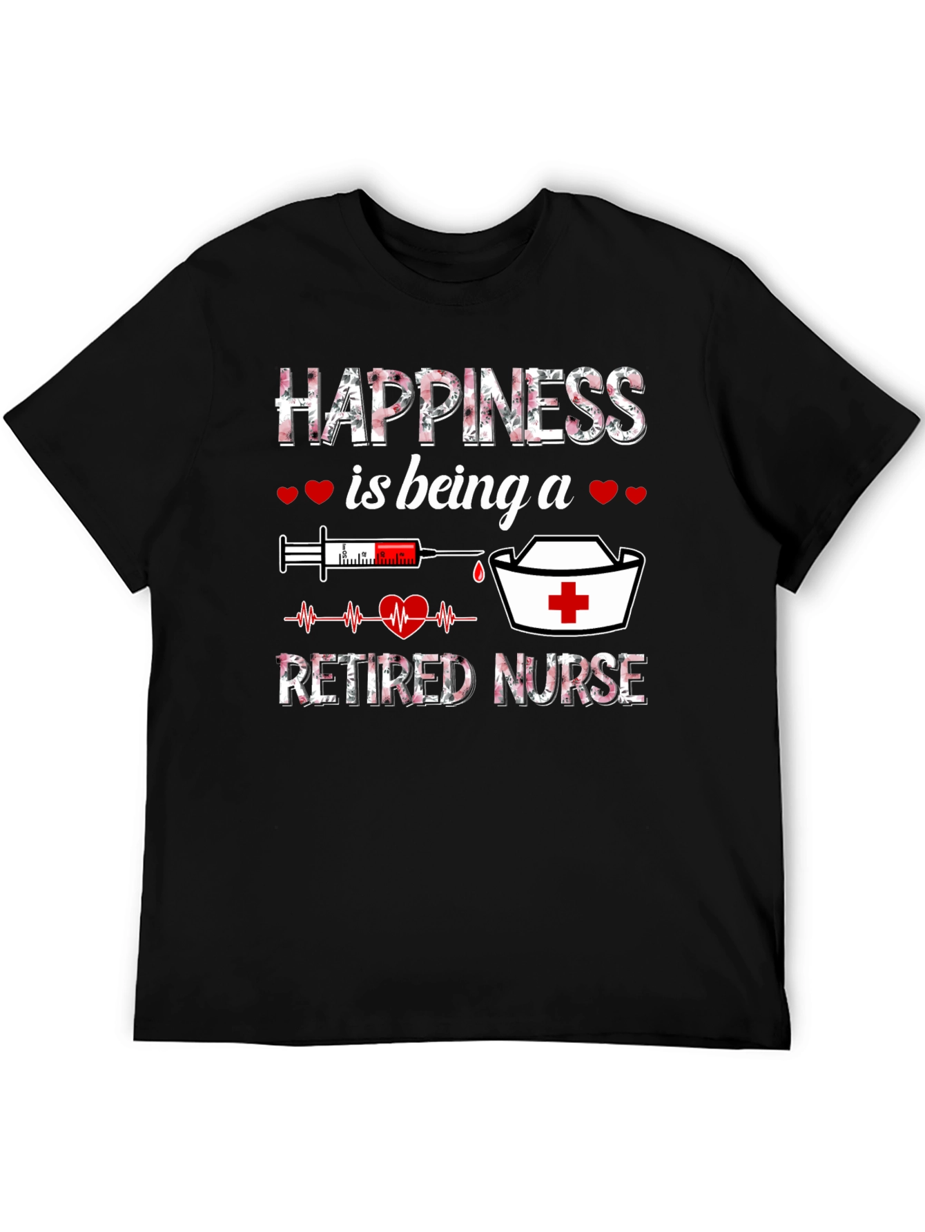 Black Happiness Is Being a Retired Nurse T-Shirt view 5