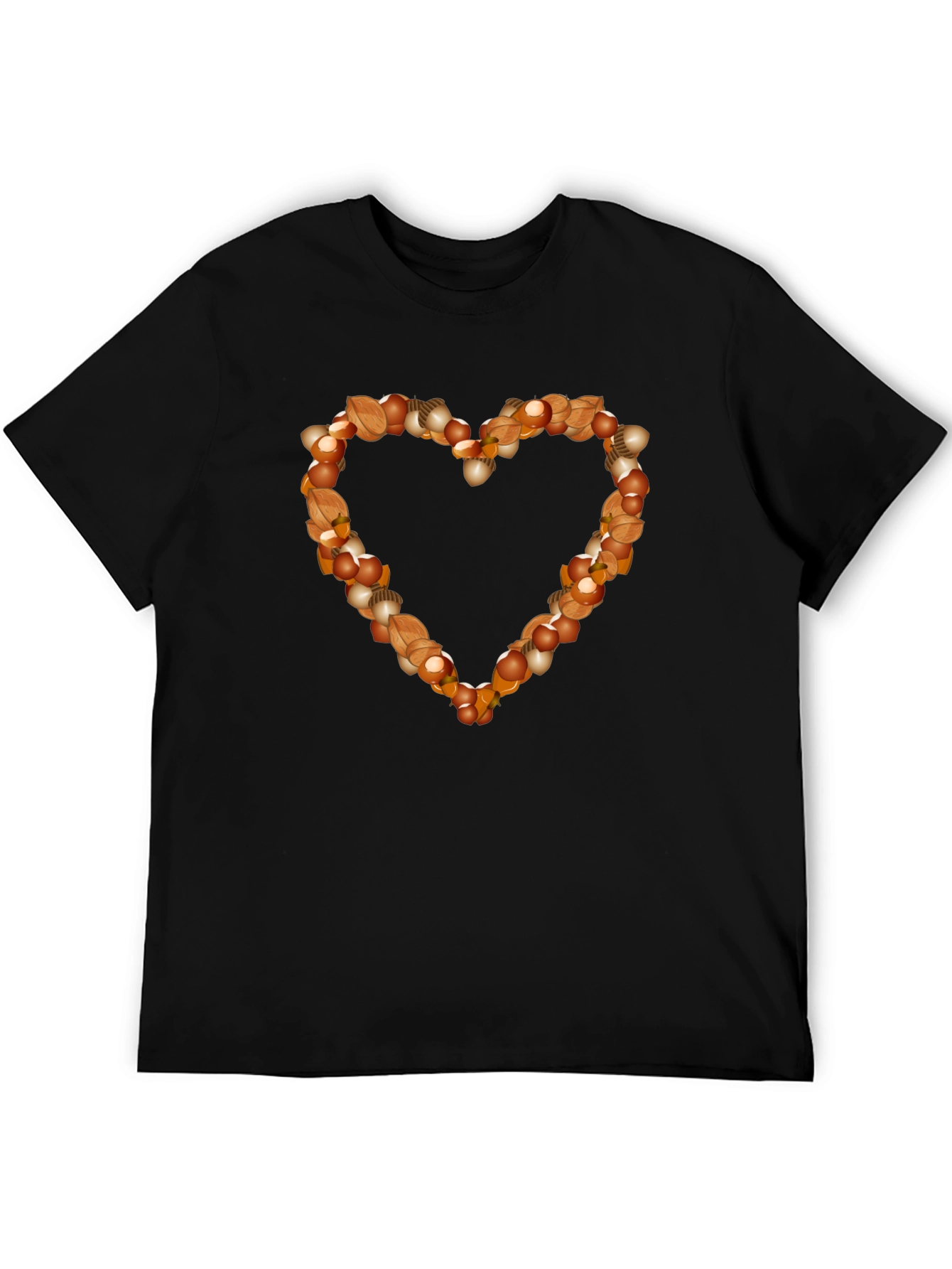 Black Nutty Heart Graphic Tee - Black Cotton Casual Shirt view 5