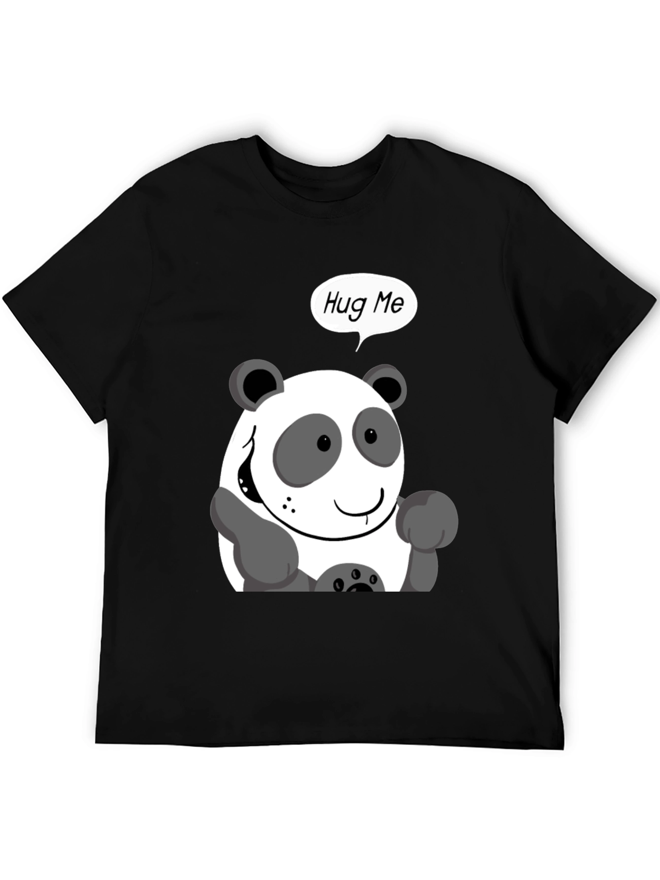 Black Hug Me Panda Graphic Tee - Black Casual Shirt view 5