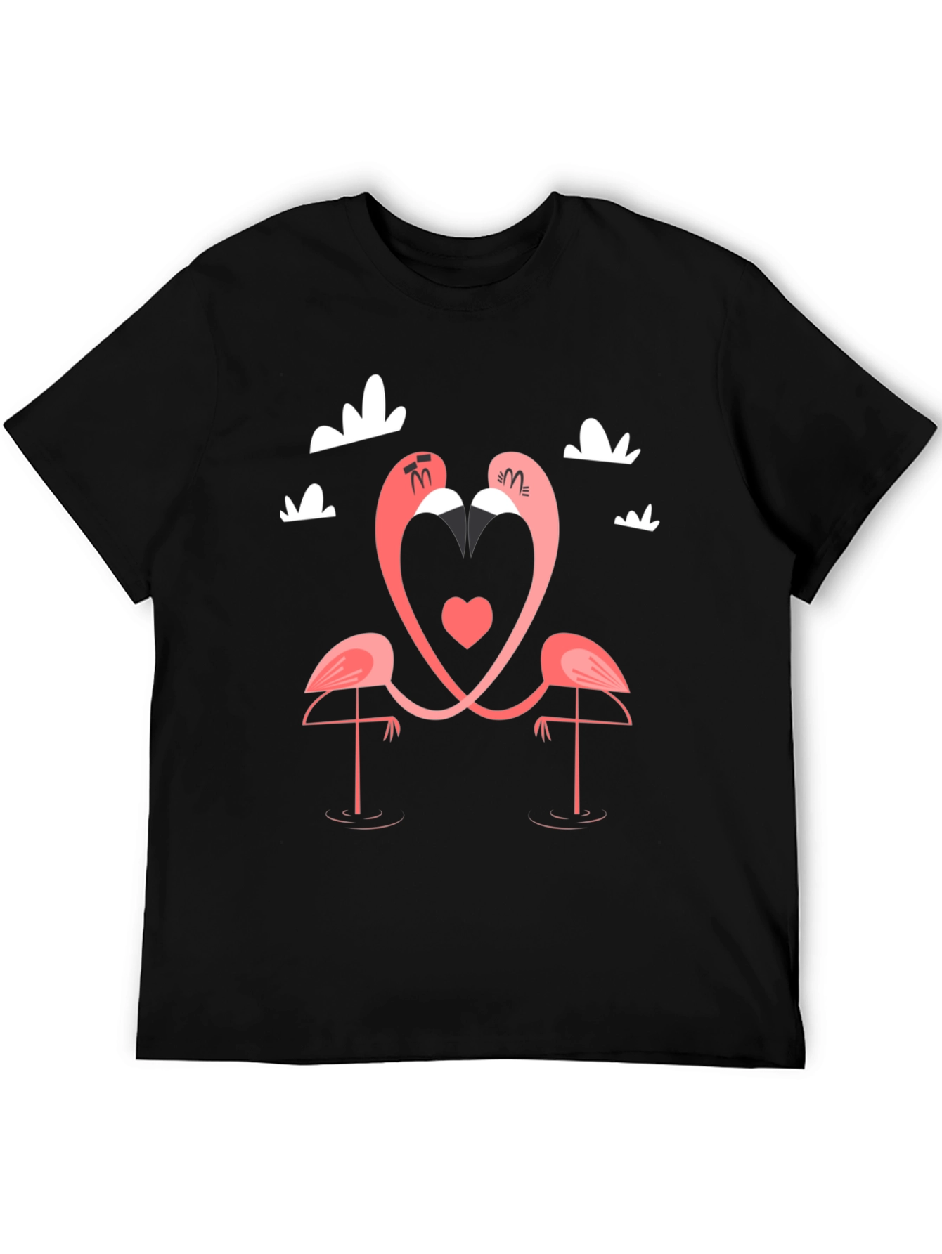 Black Flamingo Heart Graphic Tee - Black view 5