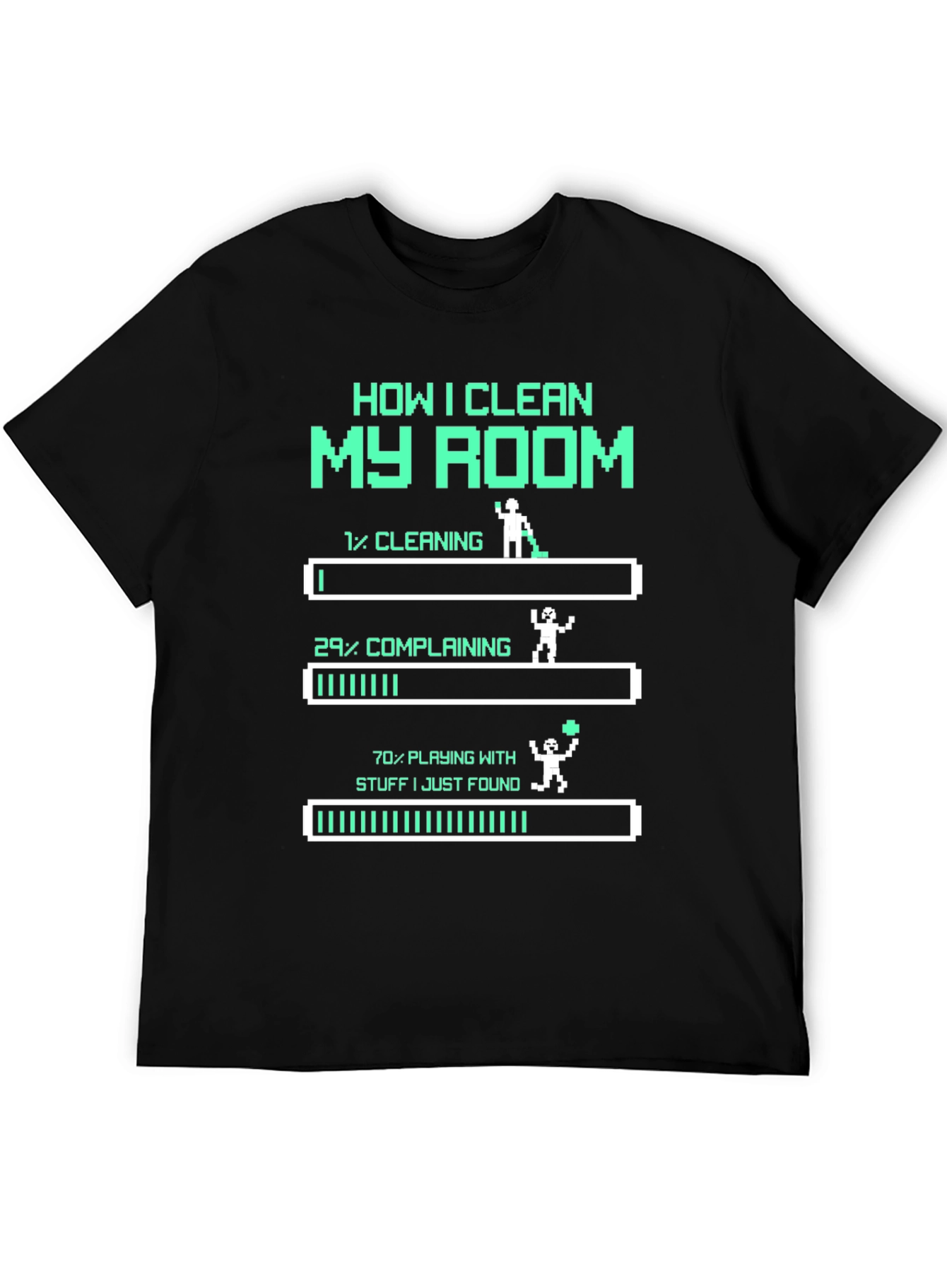 Black Funny "How I Clean My Room" Gamer T-Shirt view 5