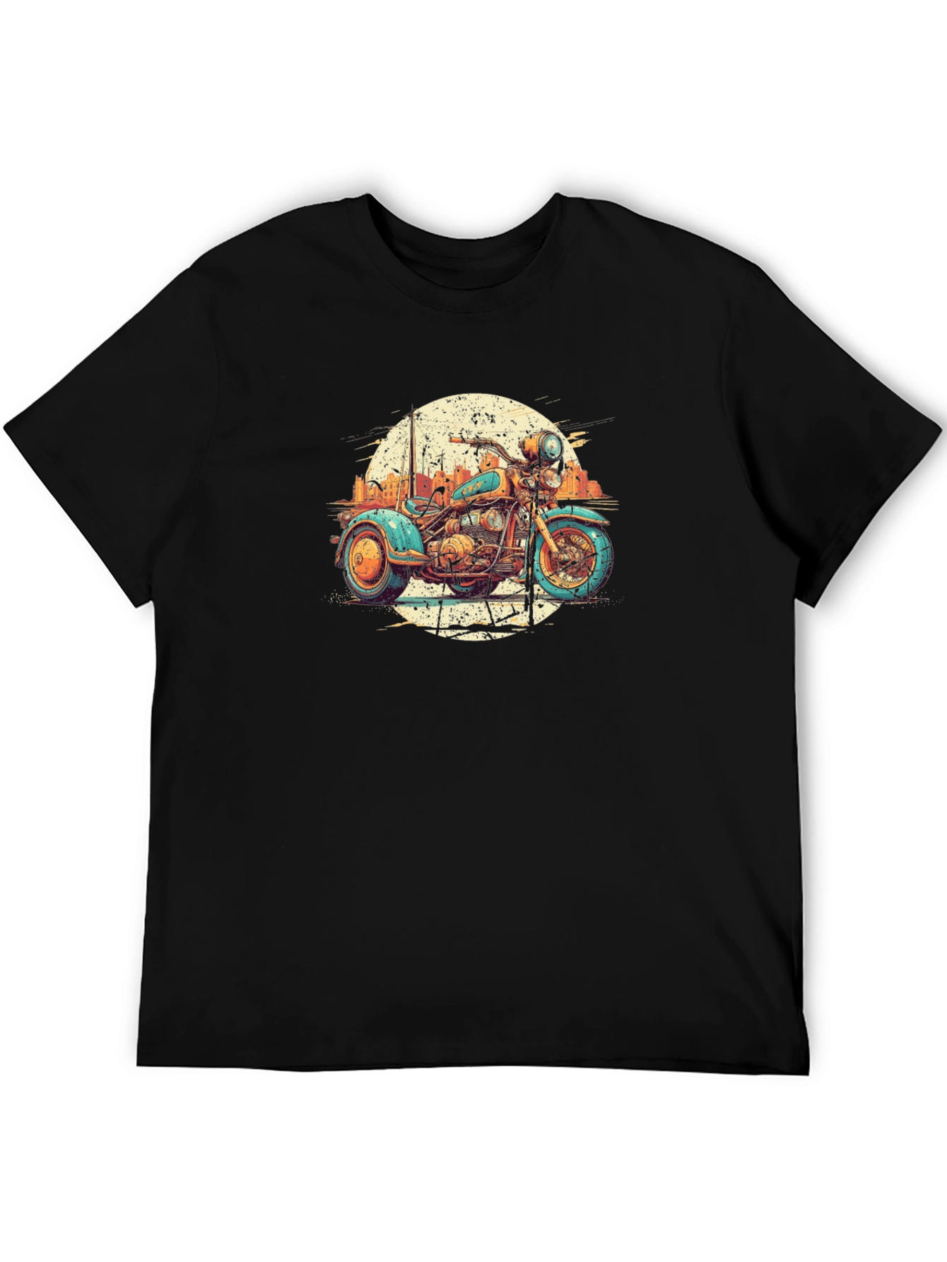 Black Vintage Motorcycle Graphic Tee - Cool Retro Style view 5