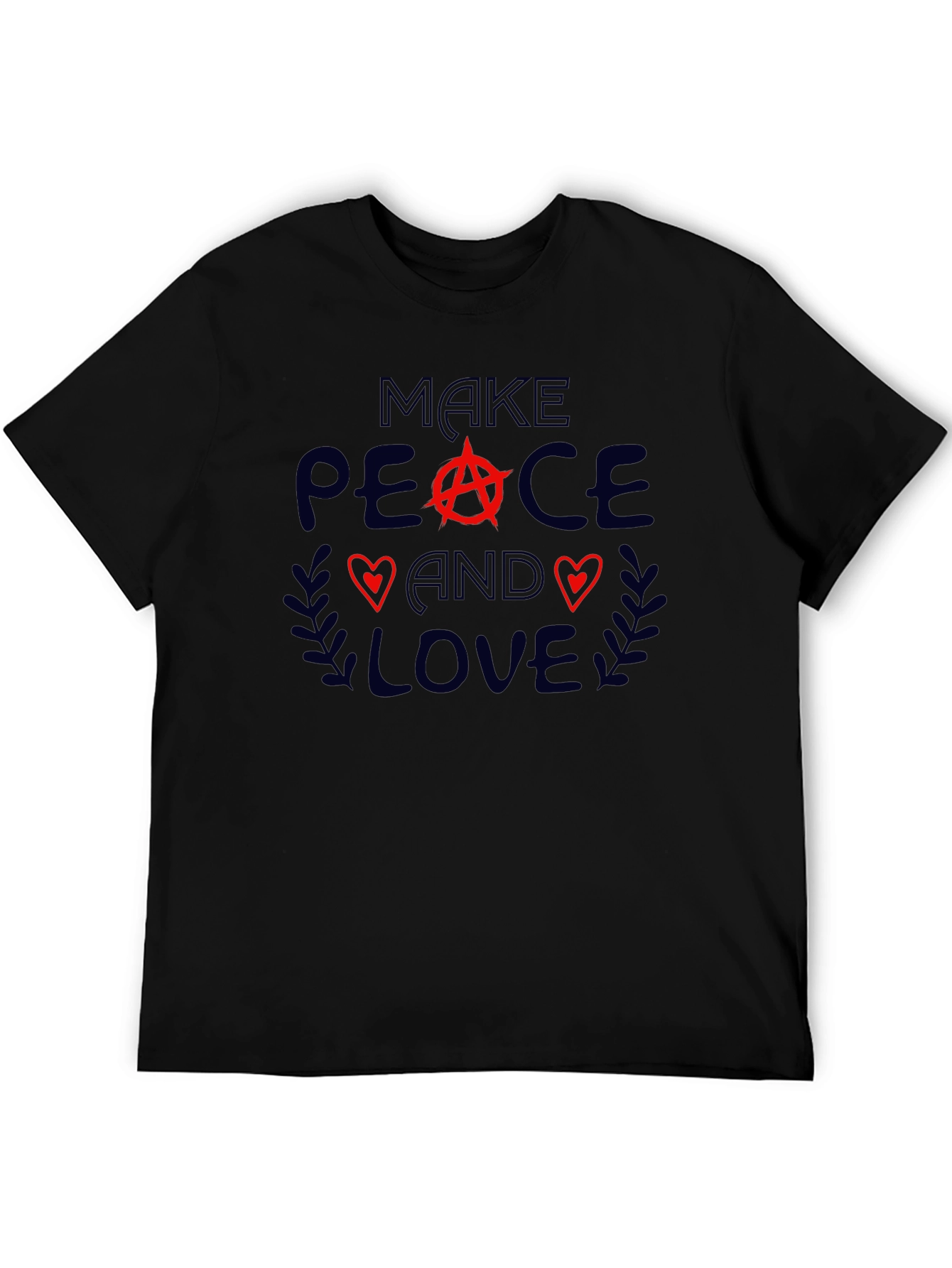 Black Make Peace and Love Graphic T-Shirt - Unisex view 5