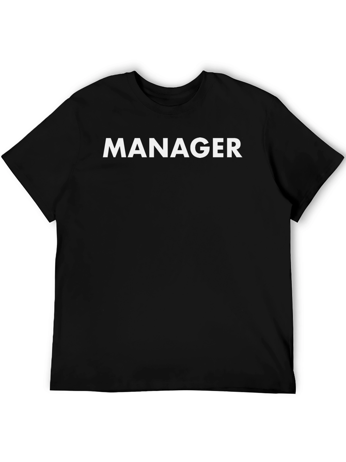 Black Manager T-Shirt - Bold Text, Black Tee view 5