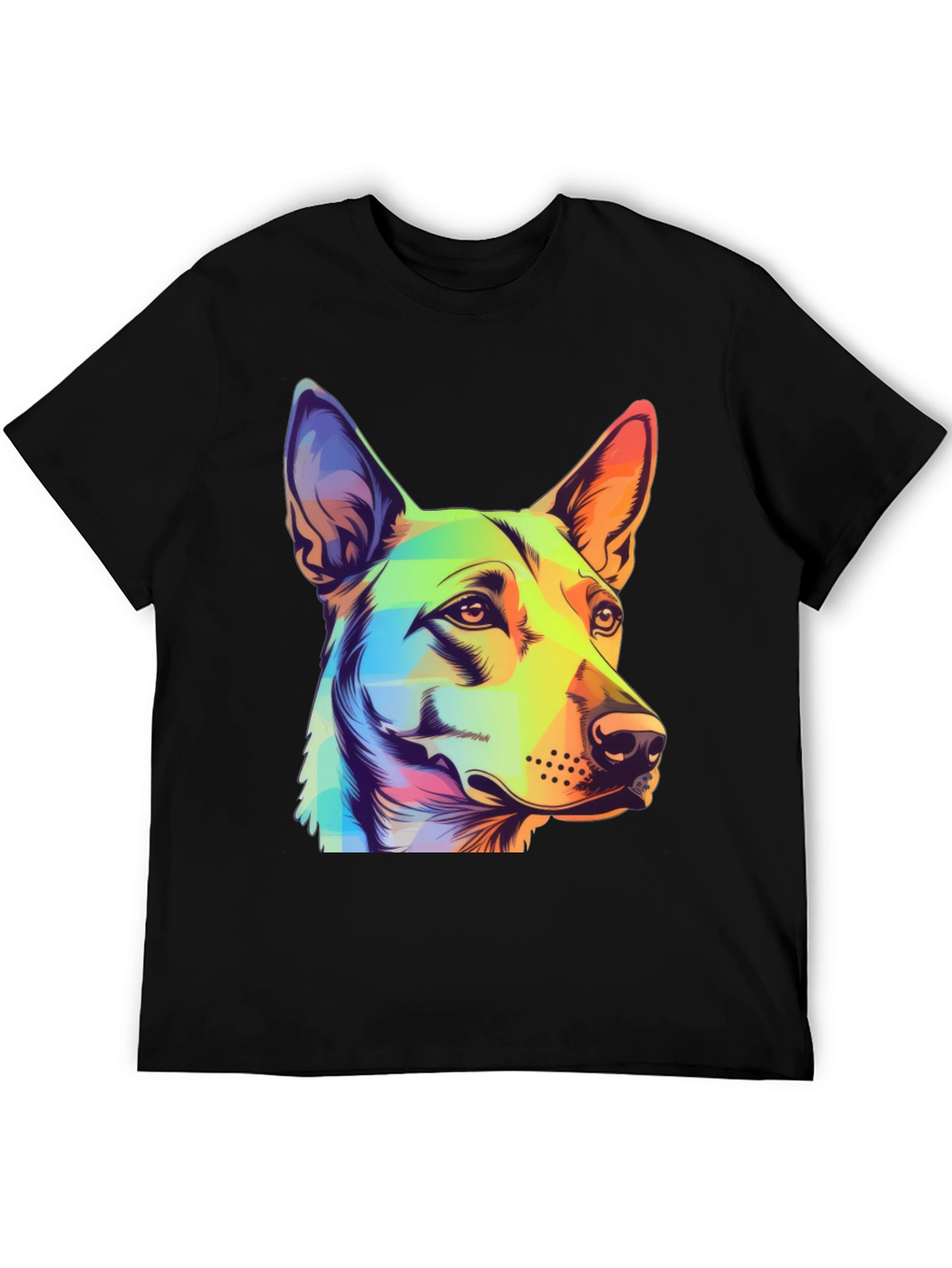 Black Colorful Dog Graphic Tee - Unique Animal Art view 5