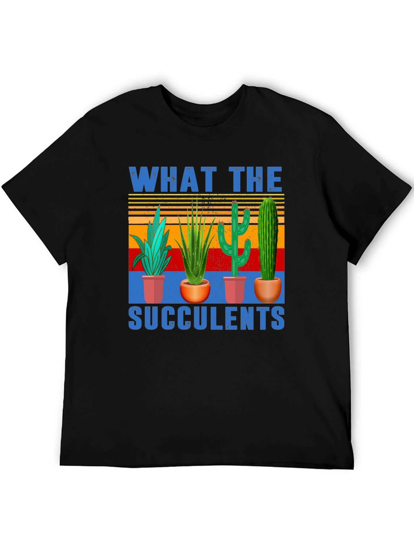 Black What The Succulents T-Shirt | Novelty Graphic Tee view 5