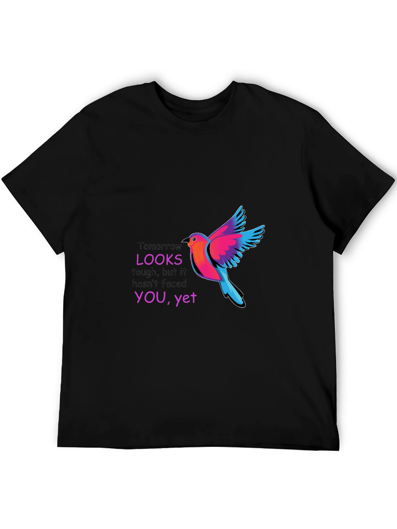 Black Motivational Bird Graphic Black T-Shirt view 5