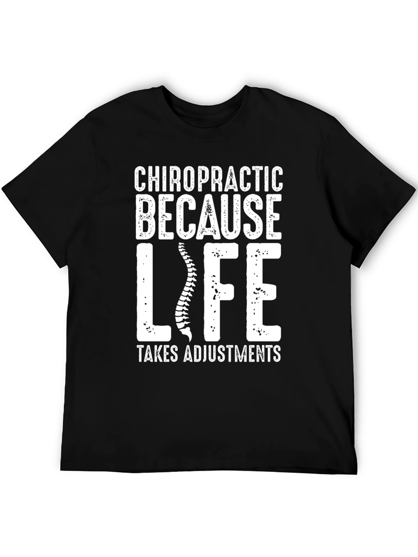 Black Chiropractic Adjustment T-Shirt - Life Takes Adjustments Tee view 5