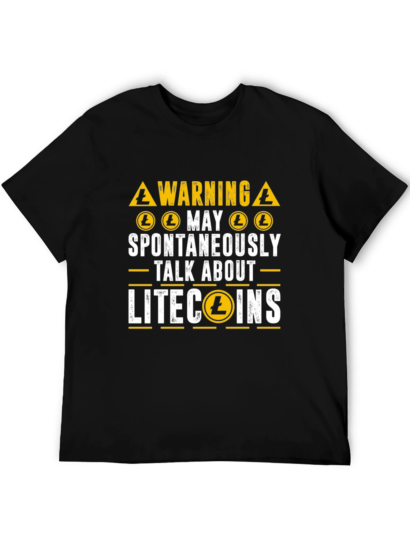 Black Litecoin Crypto Warning T-Shirt - Spontaneously Talk view 5