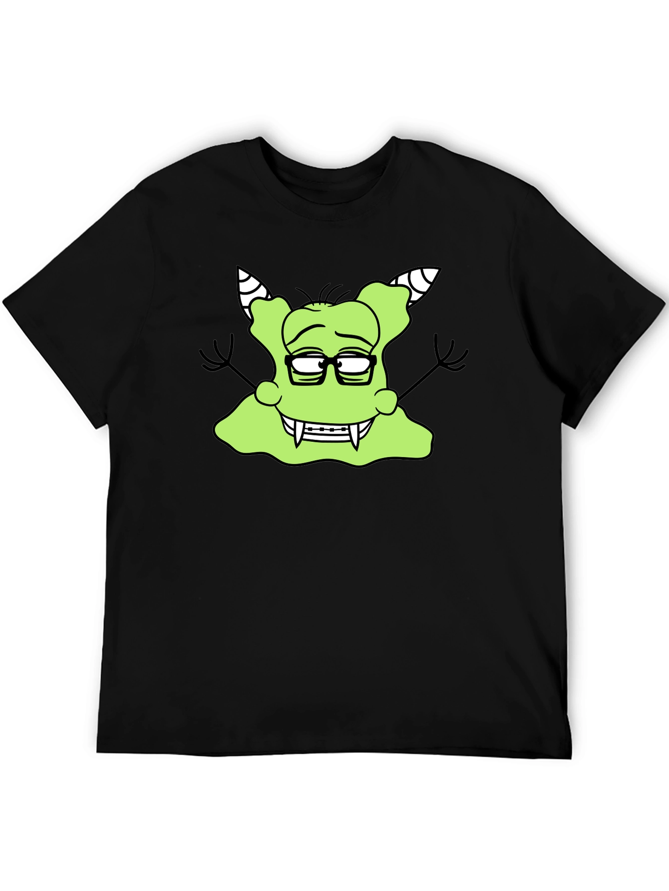 Black Nerdy Green Monster Graphic T-Shirt view 5
