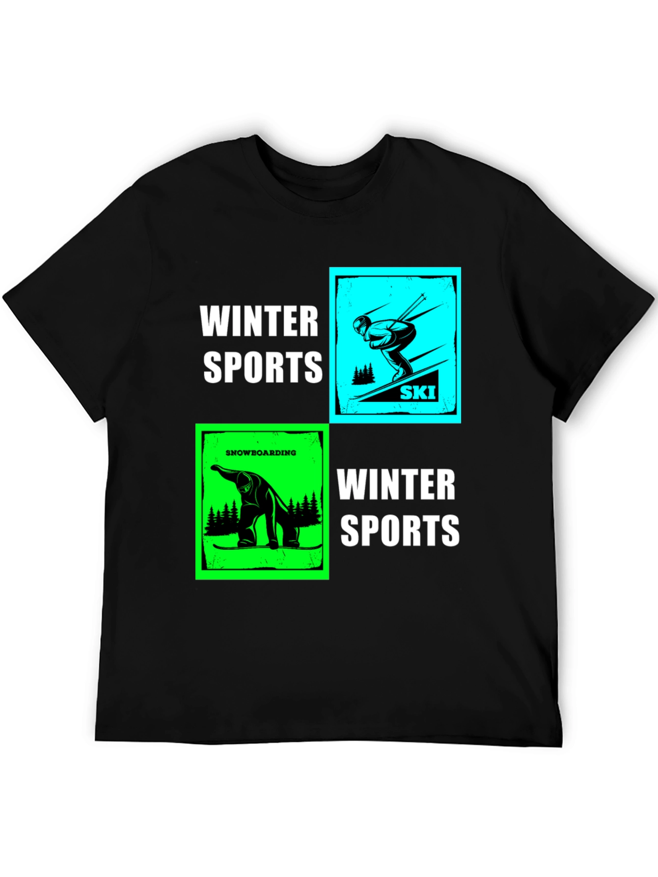 Black Winter Sports Graphic T-Shirt - Skiing & Snowboarding view 5