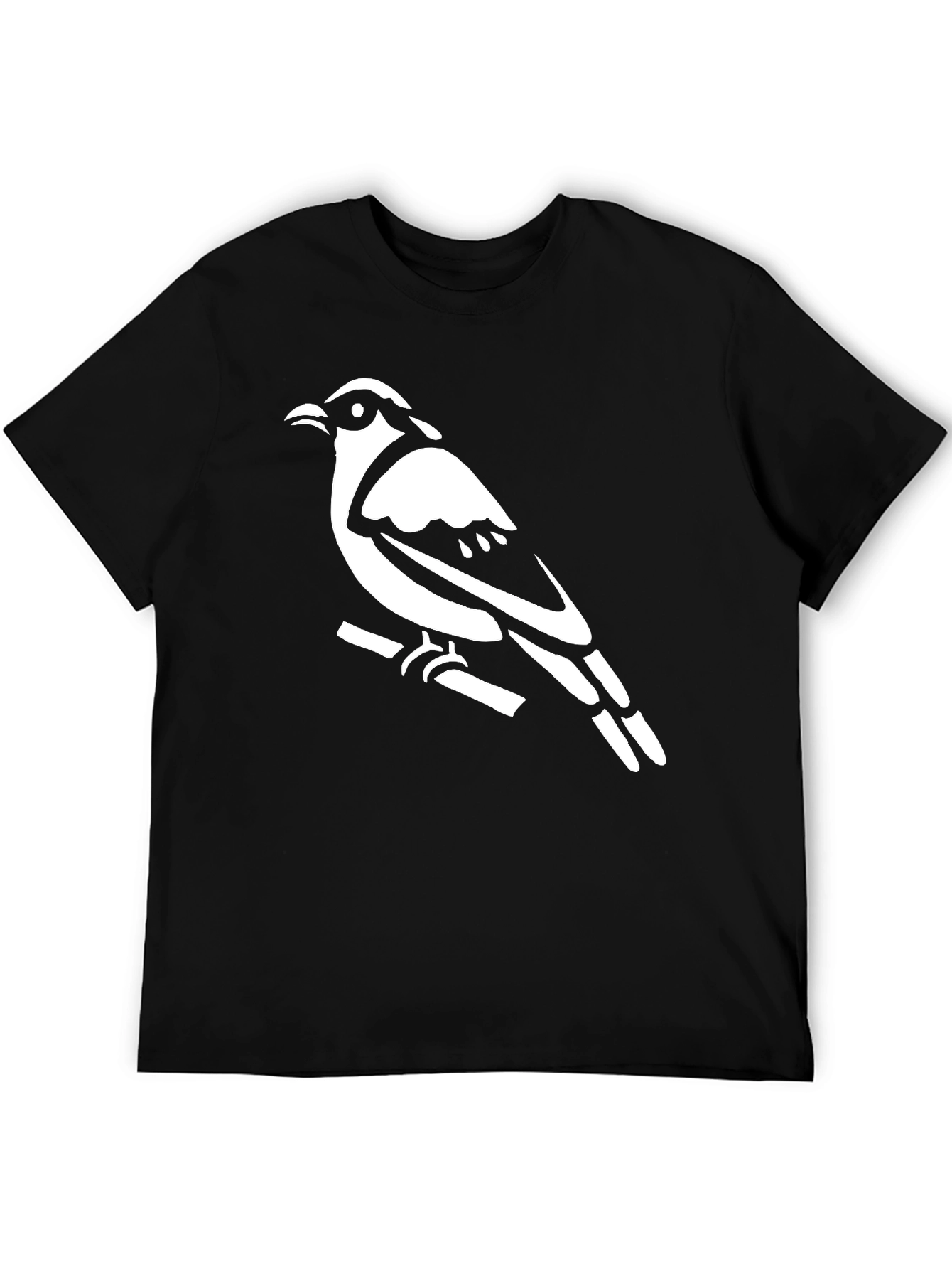 Black Bird on Branch Graphic Tee - Black Cotton Shirt view 5