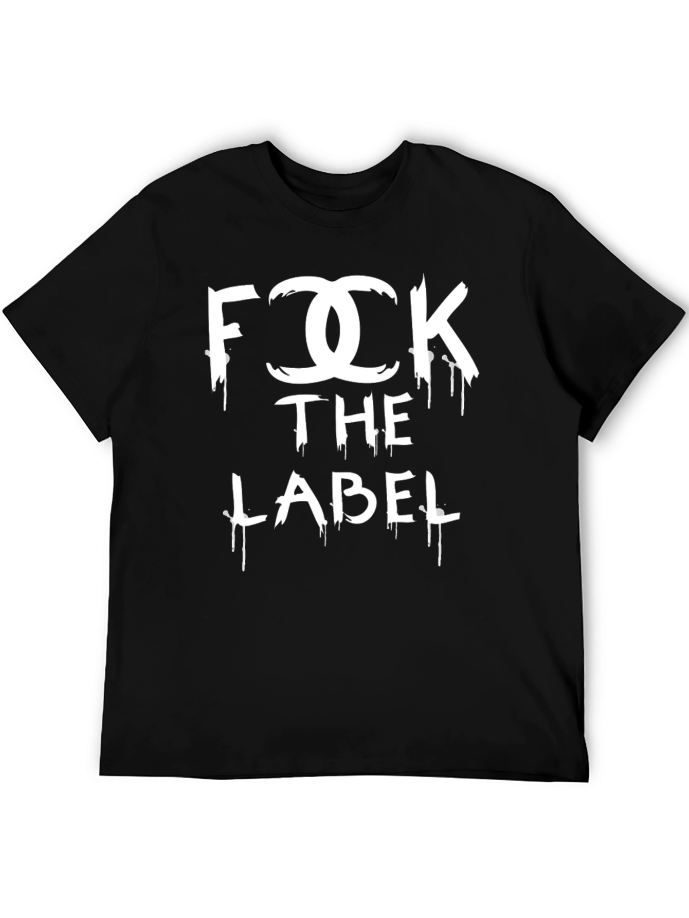 Black "F**K THE LABEL" Graphic Black T-Shirt view 5