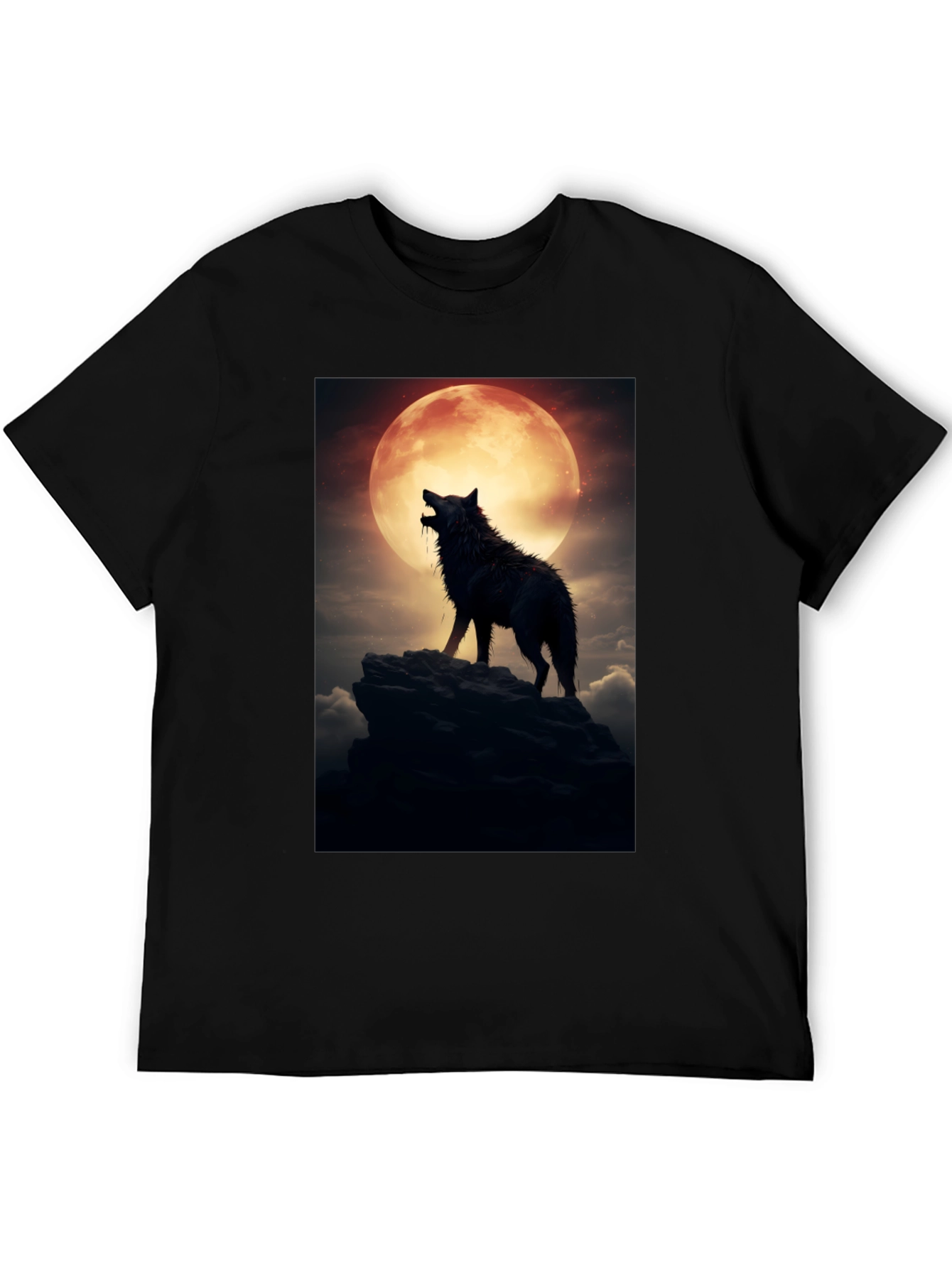 Black Wolf Howling at Moon Graphic Tee view 5