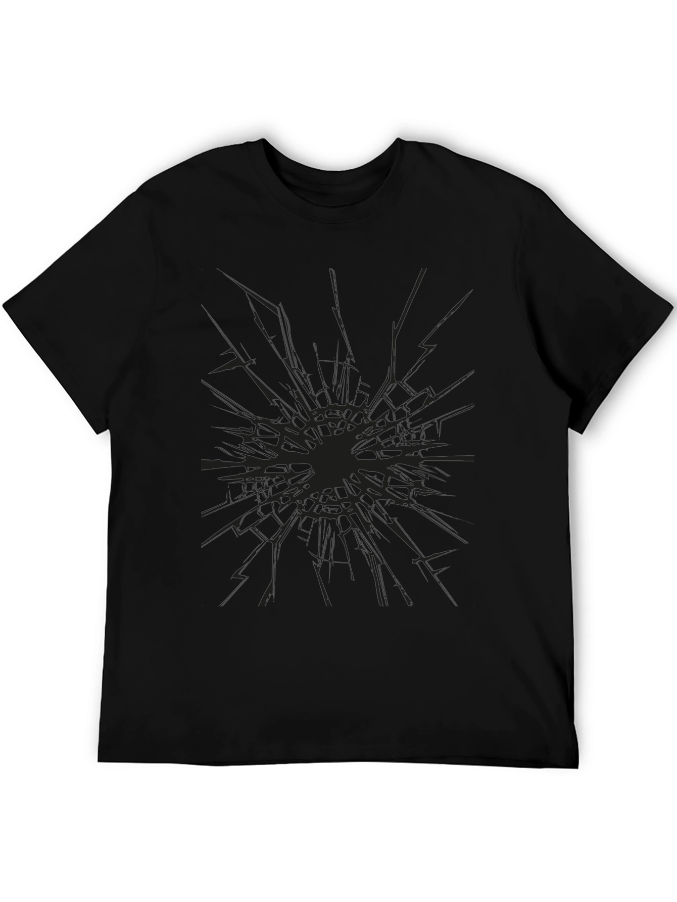 Black Cracked Glass Graphic Black T-Shirt view 5