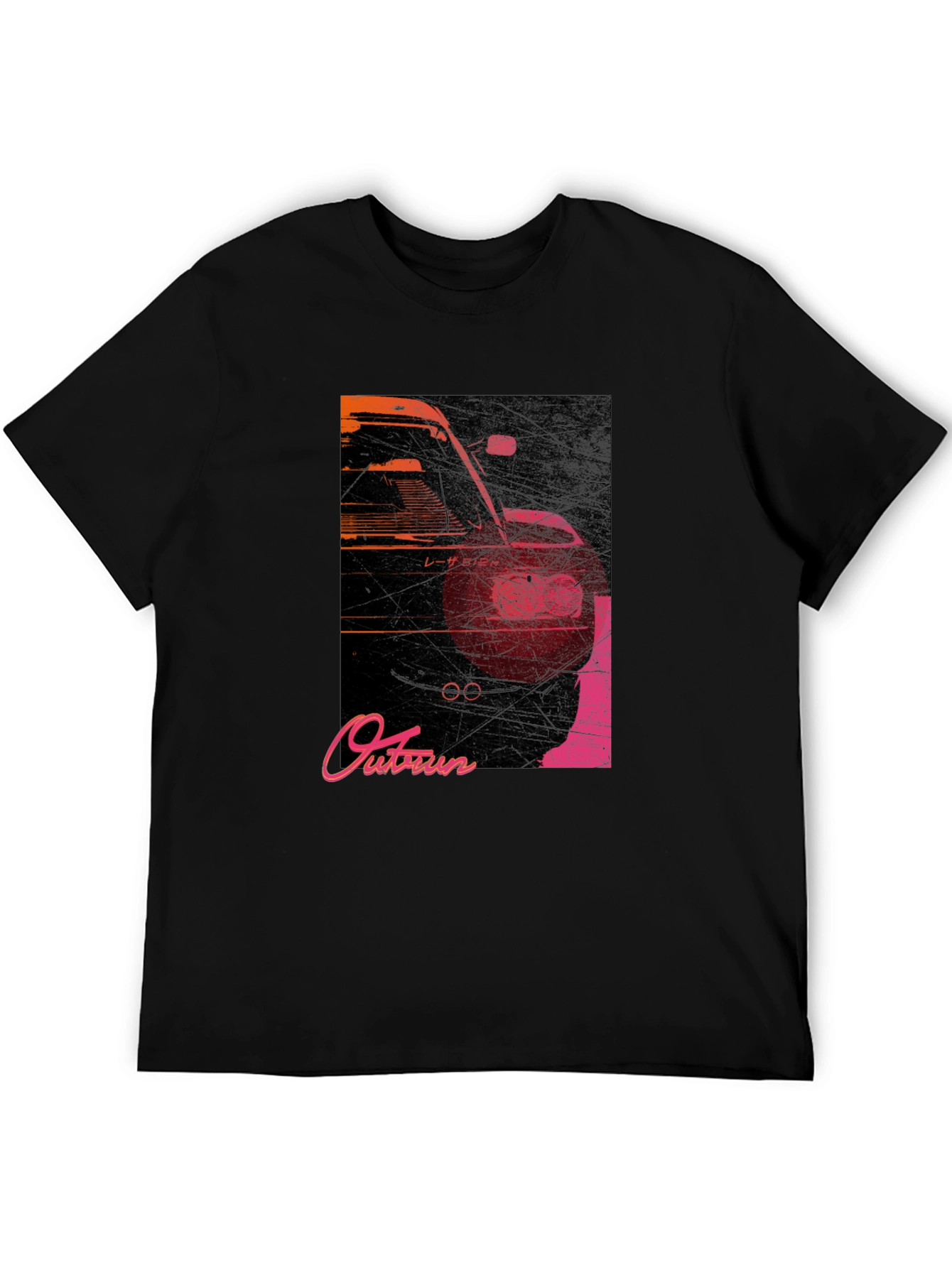 Black Retro Outrun Car Graphic T-Shirt view 5