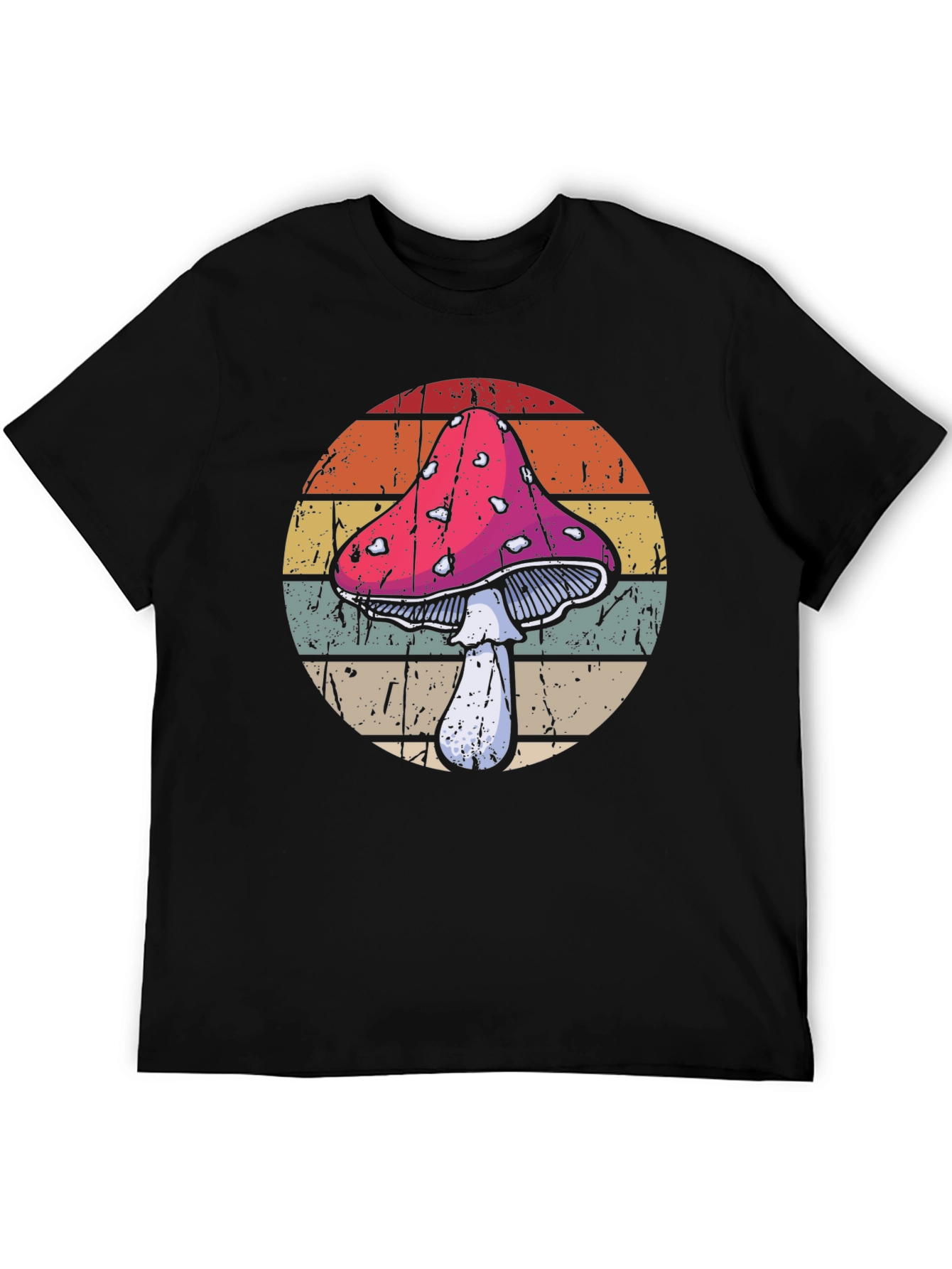 Black Retro Mushroom T-Shirt - Vintage Style Graphic Tee view 5
