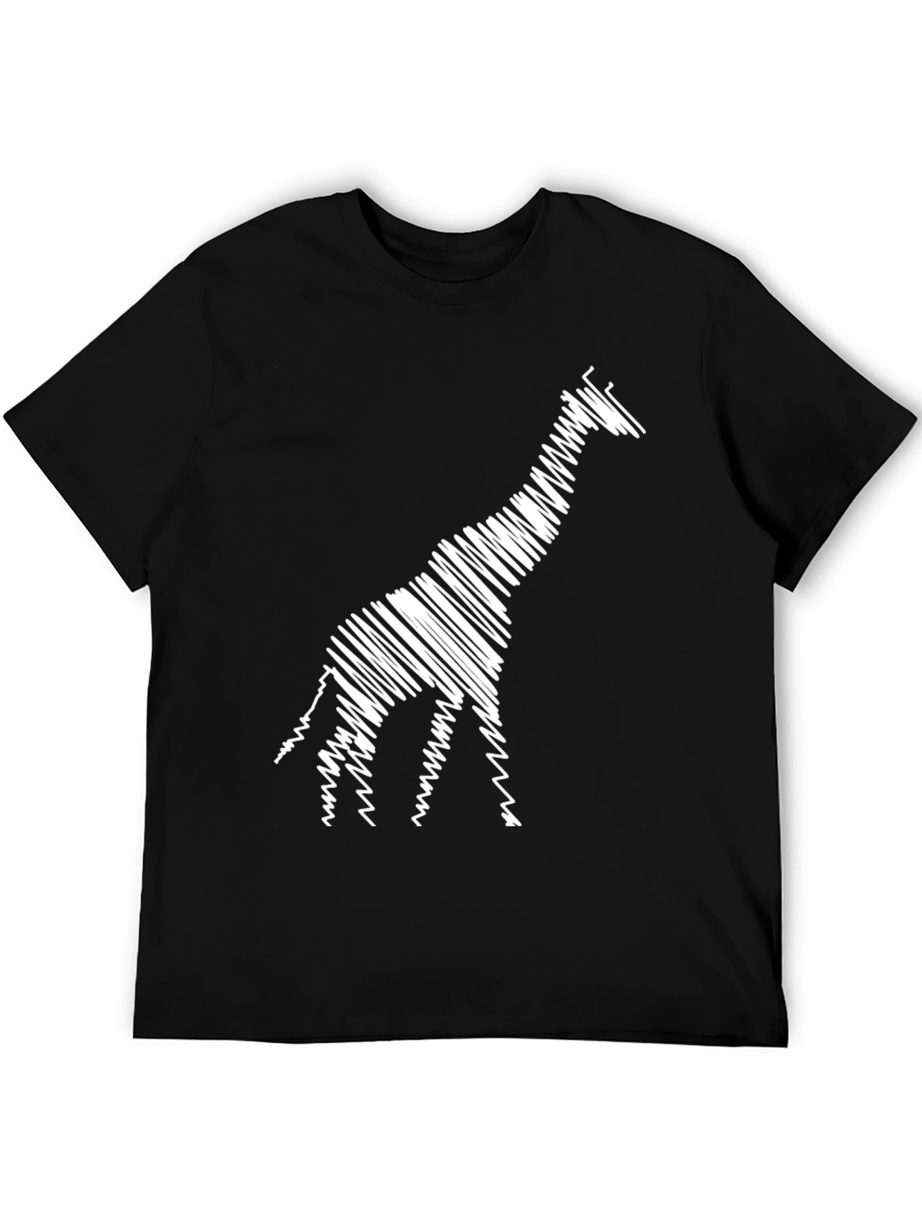 Black Giraffe Scribble Tee - Stylish Animal Print T-Shirt view 5