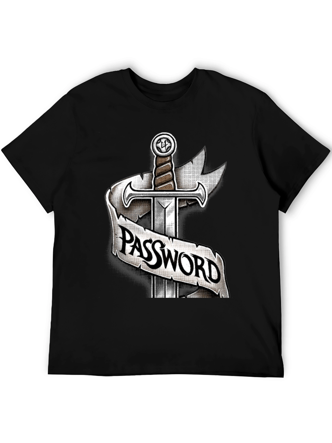 Black Password Sword Graphic Tee - Secure Style view 5