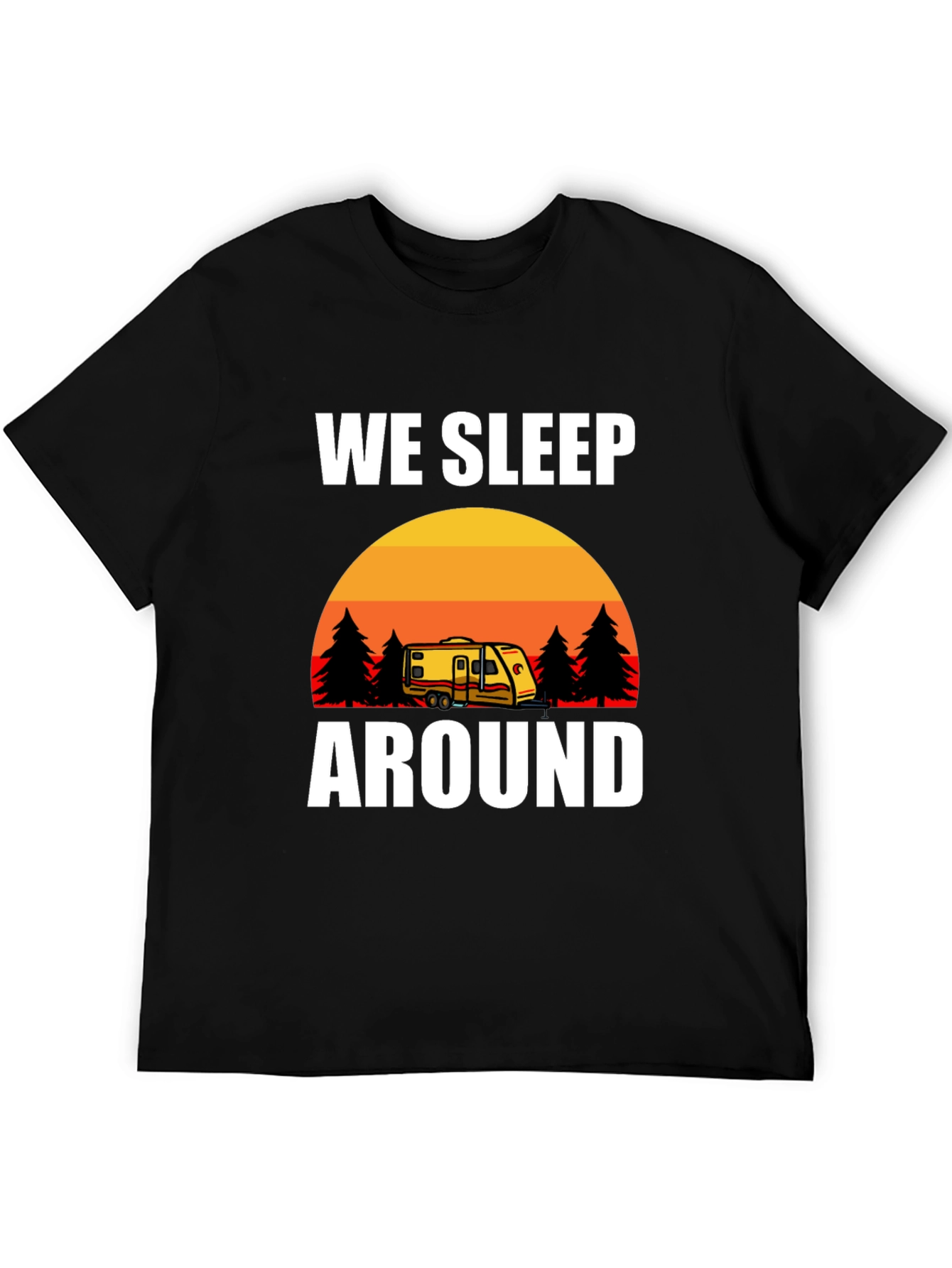 Black We Sleep Around Camping Graphic Tee view 5
