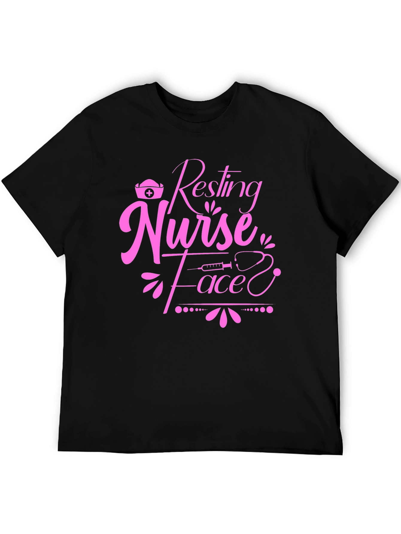 Black Resting Nurse Face T-Shirt - Novelty Graphic Tee view 5